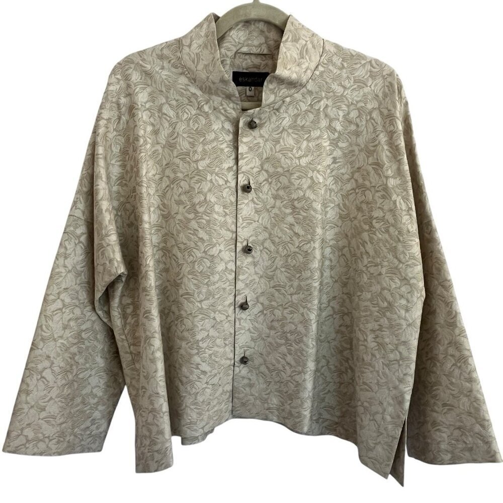 Eskandar Womens Wool Silk Blend Floral Brocade Cardigan Jacket Coat England Sz 0